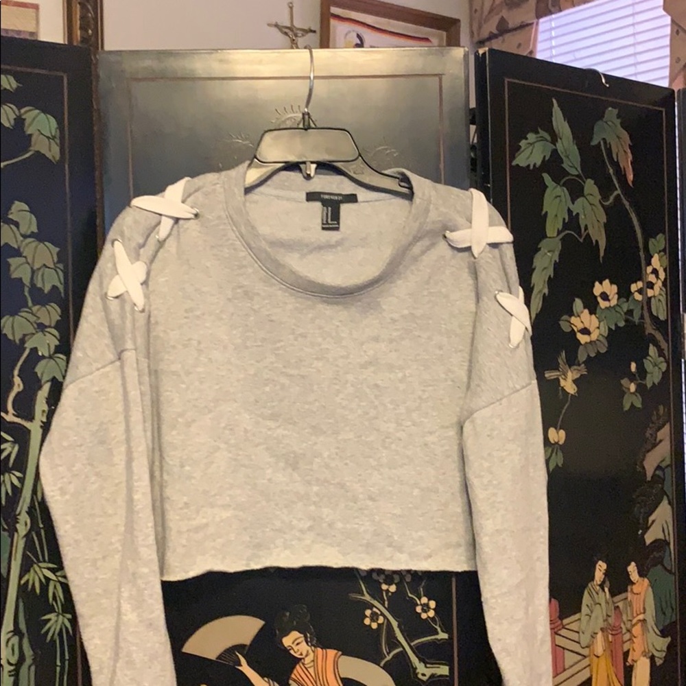 gray long sleeve cropped sweater